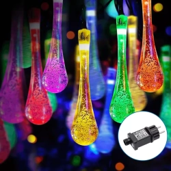 Niskonapięciowe lampki choinkowe 50led w kształcie kropli deszczu Multikolor 5m+3