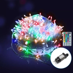 Niskonapięciowe zewnętrzne lampki choinkowe 300LED RGB z pilotem 30 m+3m