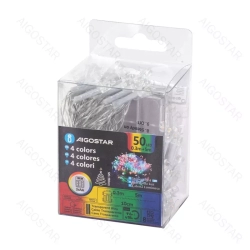 Lampki led na 3 baterie AA, RGBY 5m 50led Multikolor