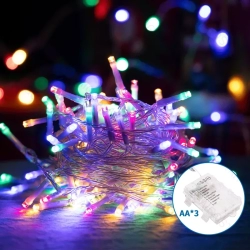 Lampki led na 3 baterie AA, RGBY 5m 50led Multikolor