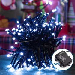 Lampki choinkowe ozdobne na 3 baterie AA 200LED 5m Zimne