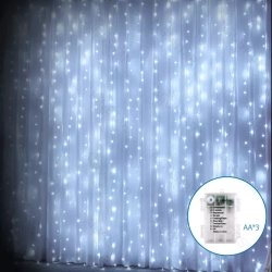 Lampki choinkowe kurtyna 100led na 3 baterie AA, Zimna biel, 1m *1m