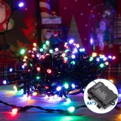 Lampki choinkowe-sznur na 3 baterie AA 200LED 10m Multikolor