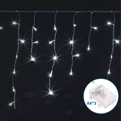 Lampki choinkowe sople fala 200LED na 3 baterie AA, Ciepłe 3M