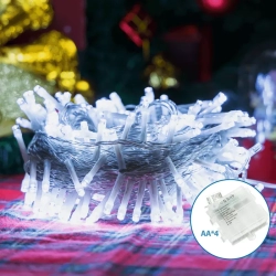 Lampki choinkowe 300led na 4 baterie AA 30 m zimne