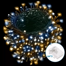Lampki choinkowe na 3 baterie AA ciepłe z zimnym 100led 5m