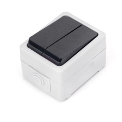 Włącznik podwójny dwubiegunowy natynkowy szary