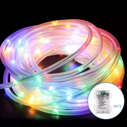 Kolorowy wężyk LED 5 m RGBY 50 diod Φ5 mm na baterie z 8 funkcjami świetlnymi