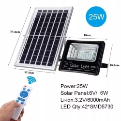 Halogen solarny LED 25W+czujnik zmierzchu+PILOT
