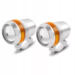 2xHalogen motocyklowy U3 srebrny z ringiem POMARAŃCZOWYM+włĄCZNIK