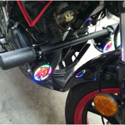 2x halogen motocyklowy U7C +RING color+WŁĄCZNIK