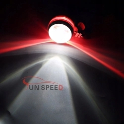 1XHALOGEN MOTOCYKLOWY LED +WŁĄCZNIK z RINGIEM RED