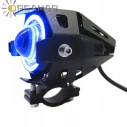 1xHALOGEN MOTOCYKLOWY U7 +RING Blue+WŁĄCZNIK CZARN