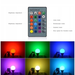 Żarówka diodowa LED RGB+W 2 in 1 E27 16 kolorów +