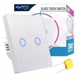 Włącznik dotykowy podwójny szklany czarny lub biały