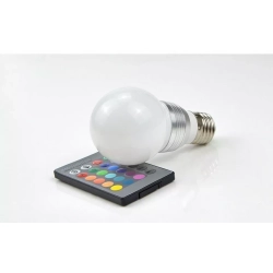 ŻARÓWKA DIODOWA LED RGB 7W/E27 16 KOLORÓW + PILOT