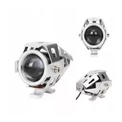 HALOGEN MOTOCYKLOWY U7 LED+RING+WŁĄCZNIK srebrny