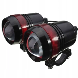 1 x HALOGEN MOTOCYKLOWY LED CREE+WŁĄCZNIK z RINGIEM czerwonym