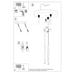 Lampa wisząca MOZAICA 3P czarny/chrom