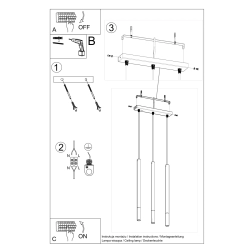 Lampa wisząca MOZAICA 3L czarny/miedź