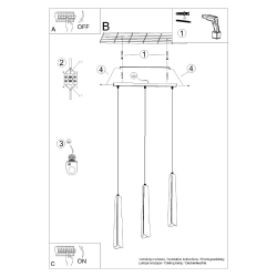 Lampa wisząca PRYSM 3L biała