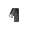 Kinkiet LED GU10 35W czarny mat z USB do czytania