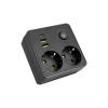 Rozgałęźnik czarny 2x230V 2xUSB-A 1xUSB-C z ochroną przeciwprzepięciową
