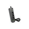 Przedłużacz czarny 3x230V 3x USB-A 1x USB-C 2m IP22 z ochroną przeciwprzepięciową