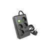 przedluzacz czarny 4x230V 3xUSB-A 2m z ochrona przeciwprzepieciowa