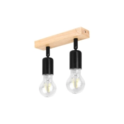 kinkiet LED E27 2x50W czarny z drewnem ruchomy do wnętrz