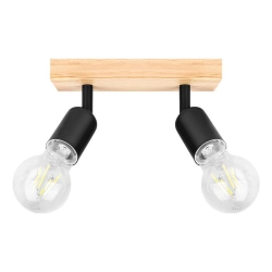 kinkiet LED E27 2x50W czarny z drewnem ruchomy do wnętrz — zdjęcie 3