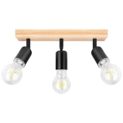 Kinkiet LED E27 3x50W czarny z drewnem ruchomy do wnętrz — zdjęcie 4