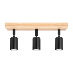 Kinkiet LED E27 3x50W czarny z drewnem ruchomy do wnętrz — zdjęcie 5
