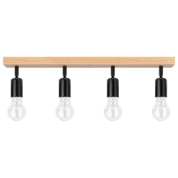 Kinkiet LED E27 4-punktowy czarny z drewnem ruchomy 50W IP20 do wnętrz — zdjęcie 2