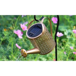Lampa LED solarna 0.72W 3000K IP44 czarno-złota 80cm z czujnikiem do ogrodu i altany