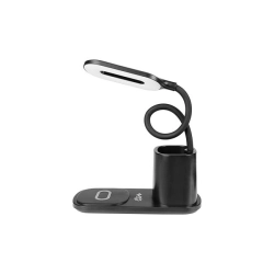 Lampa biurkowa LED 3W 3000-6000K czarna z ładowarką QI