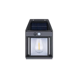 Lampa LED solarna 1W 3000K IP44 czujnik ruchu i zmierzchu czarna 12x5.8x17cm do ogrodu i na podjazd