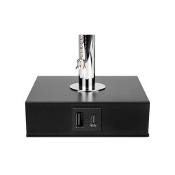 Lampa biurkowa LED E27 z USB-A i USB-C czarna chrom — zdjęcie 5