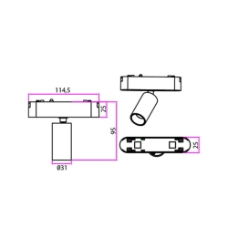 Lampa LED 5W 4000K 48V czarna do systemu Magnetic tracklight — zdjęcie 2