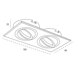 Oprawa halogenowa szklana ruchoma biała 2xGU10 IP20 180x90x25mm