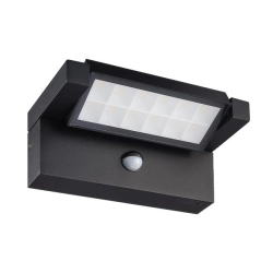 Oprawa LED 20W 3CCT PIR IP54 czarna 200x105x90mm do wejścia i na schody
