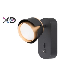 Kinkiet LED GX53 35W czarny mat złoty z USB do czytania