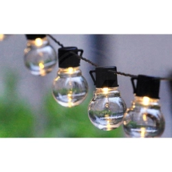 Girlanda LED solarna 10 LED 0,72W 3000K IP44 czarna do ogrodu i altany