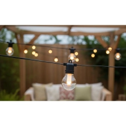 Girlanda LED solarna 6,5m 10x LED G50 1W 2700K IP44 czarna do ogrodu i altany