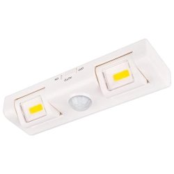 Lampa podszafkowa LED 2x0.5W 4000K IP20 biała z czujnikiem ruchu 162x50x22mm