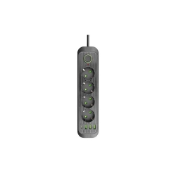 przedluzacz czarny 4x230V 3xUSB-A 1xUSB-C 2m z ochrona przeciwprzepieciowa — zdjęcie 2