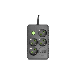 przedluzacz czarny 4x230V 3xUSB-A 2m z ochrona przeciwprzepieciowa — zdjęcie 2