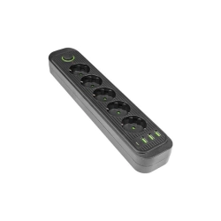 przedluzacz 5 gniazd schuko 3x USB-A 1x USB-C 2m czarny do domu i biura — zdjęcie 2