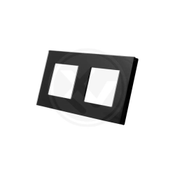 Ramka szklana podwójna czarna 157x86mm do gniazd elektrycznych
