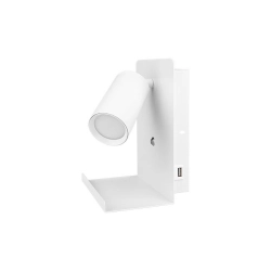 kinkiet LED GU10 biały mat z USB do czytania